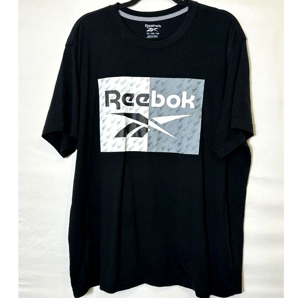 Reebok Men's Black T-Shirt with Camo Logo Graphic Size XL Classic Athletic